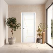 Folha de Porta em Madeira Frisada 7 210x90x3,5cm Gitale Portas Branco