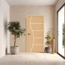 Folha de Porta em Madeira Frisada 7 210x90x3,5cm Gitale Portas Marrom