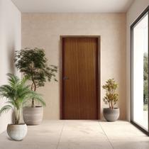 Folha de Porta em Madeira Lisa 210x60x3,5cm Gitale Portas Marrom/Carvalho Ébano