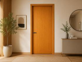 Folha de Porta em Madeira Lisa 210x80x3,5cm Gitale Portas Amarelo/Cerejeira
