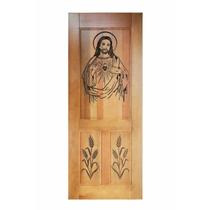 Folha de Porta Madeira Maciça Entalhada Cristo 80x210x3,5cm Cedro Rosa