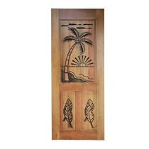 Folha de Porta Madeira Maciça Entalhada Palmeira 80x210x3,5cm Cedro Rosa