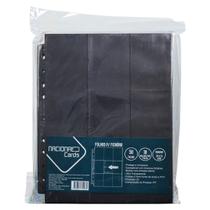 Folha Fichário Preta 9 Bolsos Forro TNT e Alimentação Lateral (pacote c/ 50 unidades) Nacional Cards