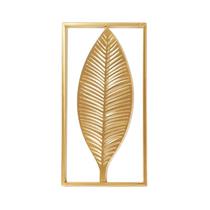 Folha Gold Adorno de Parede Dourado em Metal 34x18 cm