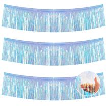 Folha metálica Fringe Garland BEISHIDA, 3 pacotes, 3 m de azul iridescente