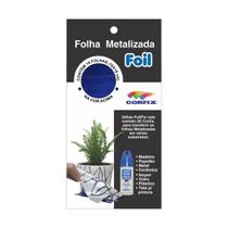 Folha Metalizada Foil Corfix 10X18Cm Azul Com 10 Folhas