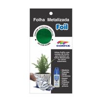 Folha Metalizada Foil Corfix 10X18Cm Verde Com 10 Folhas