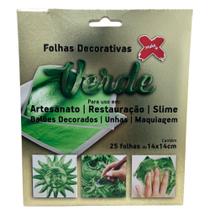 Folha Metalizada Verde Decorativa e Restauro 14x14 cm 25 Folhas - Make+ Folha Metalizada Verde Decorativa e Restauro 14x14 cm 25 Folhas - Make+