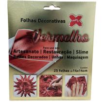 Folha Metalizada Vermelho Decorativa e Restauro 14x14 cm 25 Folhas - Make+ Folha Metalizada Vermelho Decorativa e Restauro 14x14 cm 25 Folhas - Make+