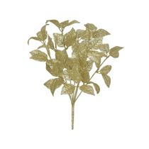 Folha Natal Com Glitter X7 Dourada 40cm Florarte Folha Natal Com Glitter X7 Dourada 40cm Florarte