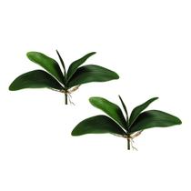 Folha Orquídea Artificial Toque Real c/ Raiz Flor Arte 2un