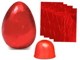 Folha Papel Chumbo Vermelho 40x50 Ovos Pascoa Chocolete 40UN Folha Papel Chumbo Vermelho 40x50 Ovos Pascoa Chocolete 40UN