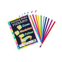 Folha Para Fichário Colorida Refil 4 Furos 200 Folhas A4