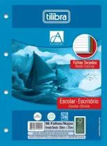 Folha Para Fichário Universitário 96 Folhas 4 Furos Tarjado Colorido Tilibra