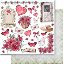 Folha para Scrapbook Dupla Face Elôi Fachado - Coleção Red Roses - Recortes - SD-1244 Folha para Scrapbook Dupla Face Elôi Fachado - Coleção Red Roses - Recortes - SD-1244