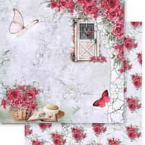 Folha para Scrapbook Dupla Face Elôi Fachado - Coleção Red Roses - SD-1242 Folha para Scrapbook Dupla Face Elôi Fachado - Coleção Red Roses - SD-1242