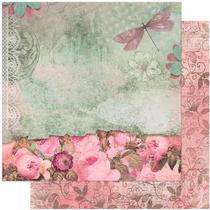 Folha Para Scrapbook Dupla Face - Rosas, Arabesco, Libelula - SD-1052 Folha Para Scrapbook Dupla Face - Rosas, Arabesco, Libelula - SD-1052