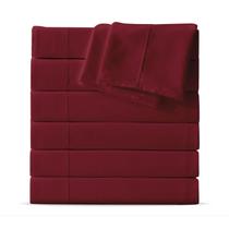 Folha plana Maple & Stone Queen Size, pacote com 6 unidades de microfibra cor de vinho Folha plana Maple & Stone Queen Size, pacote com 6 unidades de microfibra cor de vinho