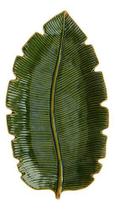 Folha Prato Mesa Tropical Decorativo De Ceramica Banana Leaf Verde 16x10cm LYOR