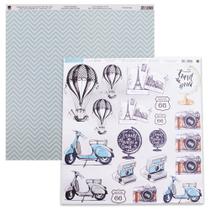 Folha Scrapbook 30,5 X 31,5cm Hora de Viajar Recortes Toke e Crie - 21820 Folha Scrapbook 30,5 X 31,5cm Hora de Viajar Recortes Toke e Crie - 21820
