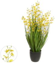 Folhagem Artificial Grass Orquidea Dancante C/Pote X3 Amarelo 90 - FLORESCER DECOR