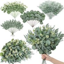 Folhas artificiais de caules de eucalipto mistos 100 unidades de serwalin Folhas artificiais de caules de eucalipto mistos 100 unidades de serwalin