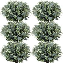 Folhas artificiais de eucalipto, caules, granel, Janinka (40)