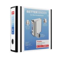 Folhas Binder Staples Better de 3 anéis e 4 polegadas brancas 1020 Folhas Binder Staples Better de 3 anéis e 4 polegadas brancas 1020