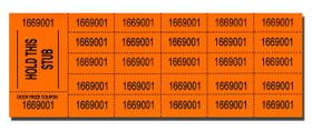 Folhas de 500 Ingressos para Leilão Lancaster Bingo Laranja 23x8 cm