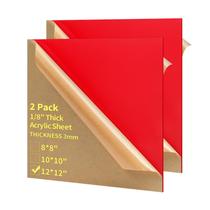 Folhas de acrílico Gdhwxcl de 1/8 de polegada de espessura 30 x 30 cm - pacote com 2 unidades vermelhas Folhas de acrílico Gdhwxcl de 1/8 de polegada de espessura 30 x 30 cm - pacote com 2 unidades vermelhas