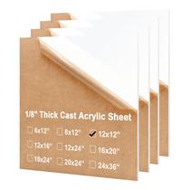 Folhas de acrílico KINLINK 30x30cm 3mm brancas, pacote com 4 unidades para projeto DIY