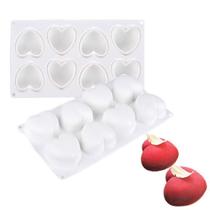 Folhas de biscoito de cozimento em forma de coração molde de bolo de mousse de silicone de qualidade alimentar bandeja de molde de silicone ferramentas de decoração de bolo Folhas de biscoito de cozimento em forma de coração molde de bolo de mousse de silicone de qualidade alimentar bandeja de molde de silicone ferramentas de decoração de bolo