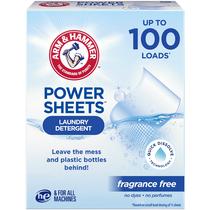 Folhas de detergente para roupa ARM & HAMMER Power Sheets 50 unidades Folhas de detergente para roupa ARM & HAMMER Power Sheets 50 unidades