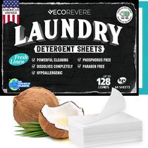 Folhas de detergente para roupa Eco Revere hipoalergênicas 64 folhas Folhas de detergente para roupa Eco Revere hipoalergênicas 64 folhas