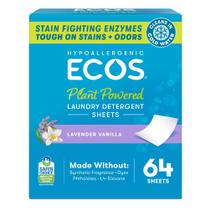 Folhas de detergente para roupa ECOS Vegan Lavender Vanilla 64 folhas