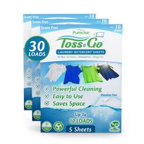 Folhas de detergente para roupa Purcise Travel Unperfumed 30 cargas
