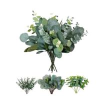 Folhas De Eucalipto Prata Misturadas Com Caules 20pcs Arranjo Floral Artificial DIY Buquês Decoração