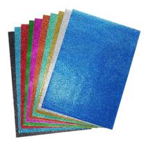 Folhas de eva com glitter grande 40 x 60 kit com 30 folhas - Yins