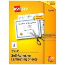 Folhas de laminação Avery Clear 9x12cm com adesivo permanente