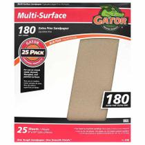 Folhas de lixa Gator 180 Grit 23x28 cm para várias superfícies, pacote com 25