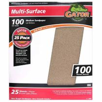 Folhas de lixa Gator Multi-Surface 100 Grit, 9 x 11 polegadas, pacote com 25