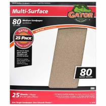Folhas de lixa Gator Multi-Surface 80 Grit, 9 x 11 polegadas, pacote com 25
