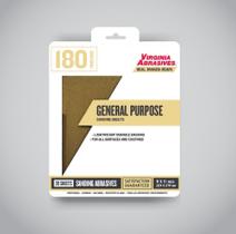 Folhas de lixa Virginia Abrasives 9x11", 180 Grit, pacote com 20