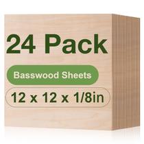 Folhas de madeira compensada Rowood Basswood 3mm 12x12x0,3cm cortadas a laser