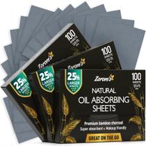 Folhas de Óleo de Carvão de Bambu Natural Zorom's - Pacote com 3 Unidades (300 Folhas)