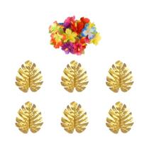 Folhas De Palmeira Tropical Monstera Hibisco Havaiano Luau Festa Selva Praia Decoração De Mesa