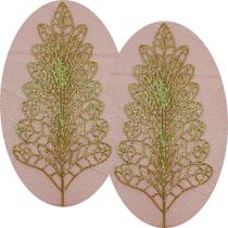 Folhas Flores árvore Natal Gliter Dourado De 40cm Kit 12pçs
