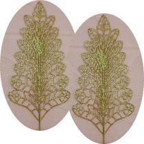 Folhas Flores Árvore Natal Gliter Dourado De 40cm Kit 8pçs