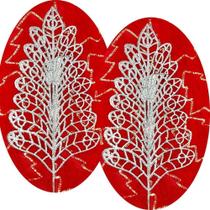 Folhas Flores Enfeite árvore Natal Gliter Prata 40cm 12pçs Folhas Flores Enfeite árvore Natal Gliter Prata 40cm 12pçs