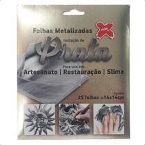 Folhas Metalizadas Imitação Ouro e Prata Make+ 25 fls 14x14 Folhas Metalizadas Imitação Ouro e Prata Make+ 25 fls 14x14